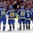 MINSK, BELARUS - MAY 24: Team Sweden lines up on the blue line after a 3-1 loss to Team Russia during semifinal round action at the 2014 IIHF Ice Hockey World Championship. (Photo by Richard Wolowicz/HHOF-IIHF Images)